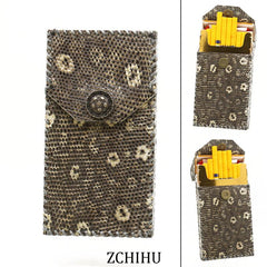 Handmade Leather lizard skin Womens Engraved Cigarette Holder Case for Women - imessengerbags