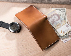 Handmade Leather Mens Cool Slim Leather Wallet Men Small Wallets Bifold for Men - imessengerbags