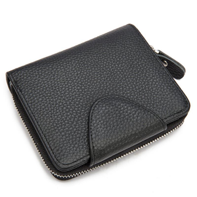 Leather Mens Wallet billfold Zipper Bifold Wallet Vintage Wallet for Men - imessengerbags