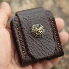 Cool Mens Leather Eagle Zippo Lighter Case with Loop Zippo lighter Holder with clip - imessengerbags