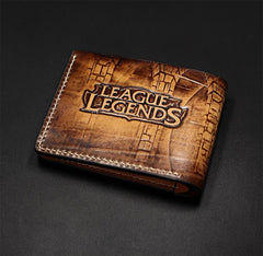 Handmade Leather Tooled League of Legends LOL Ezreal the Prodigal Explorer Mens billfold Wallet Cool Leather Wallet Slim Wallet for Men - imessengerbags