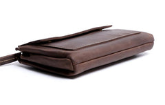 Genuine Leather Mens Cool Long Leather Wallet Zipper Clutch Wristlet Wallet for Men - imessengerbags