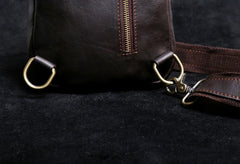 Genuine Leather Mens Cool Chest Bag Sling Bag Crossbody Bag Travel Bag Hiking Bag for men - imessengerbags
