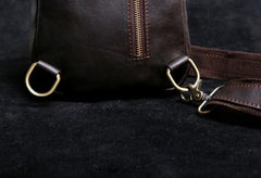 Genuine Leather Mens Cool Chest Bag Sling Bag Crossbody Bag Travel Bag Hiking Bag for men