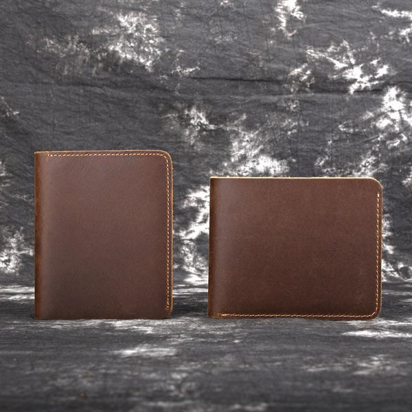 Vintage Mens Leather Slim Small Wallet Cool billfold Slim Bifold Wallets for Men - imessengerbags