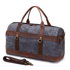 Mens Waxed Canvas Leather Weekender Bag Canvas Large Travel Bag for Men - imessengerbags