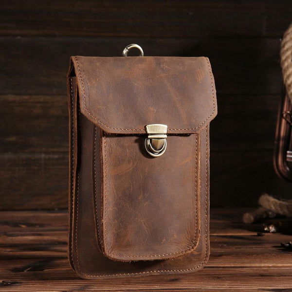 Leather Belt Pouch Mens Small Cases Waist Bag Hip Pack Belt Bag Fanny Pack Bumbag for Men - imessengerbags