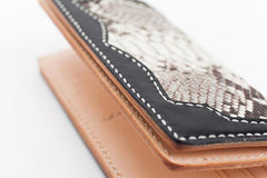 Cool Black Snakeskin Leather Mens Long Wallet Handmade Bifold Long Wallet For Men - imessengerbags