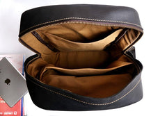 Genuine Leather Mens Cool Backpack Sling Bag Large Black Travel Bag Hiking Bag for men - imessengerbags