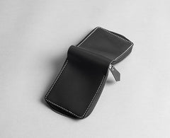 Handmade Leather Mens Cool Slim Leather Zipper Wallet Men Small Wallets Bifold for Men - imessengerbags