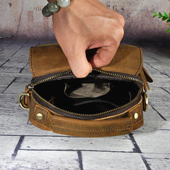 Leather Belt Pouch Mens Small Cases Waist Bag Hip Pack Belt Bag Fanny Pack Bumbag for Men - imessengerbags