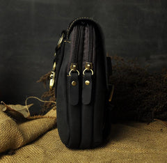 Leather Belt Pouch Mens Waist Bag Small Case for Men