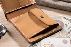 Handmade Leather Mens Cool Slim Leather Wallet Men Small Wallets Bifold for Men - imessengerbags
