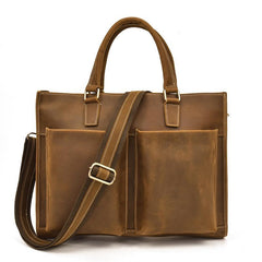 Men Leather Briefcase Bag Vintage Handbag Shoulder Bag For Men - imessengerbags