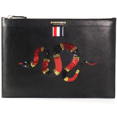 Handmade Leather Mens Clutch Snake Cool Slim Wallet Zipper Clutch Wristlet Wallet for Men - imessengerbags