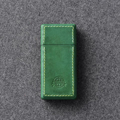 Cool Mens Green Leather Portable Ashtray Travel Ashtray Pocket Ashtray Lighter for Men - imessengerbags