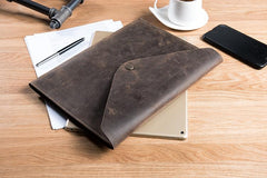 Handmade Leather Mens Clutch Cool Slim Wallet Envelope Clutch Wristlet Wallet for Men - imessengerbags