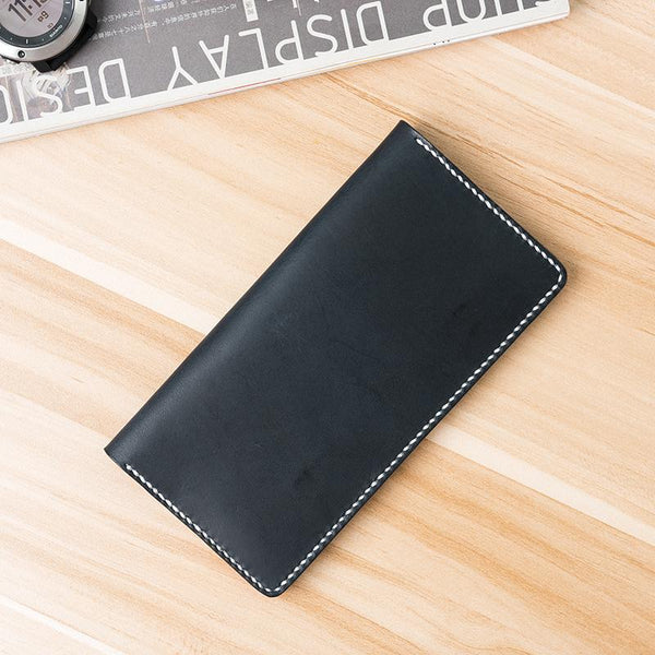 Handmade Leather Mens Clutch Wallet Cool Leather Wallet Long Phone Wallets for Men Women - imessengerbags