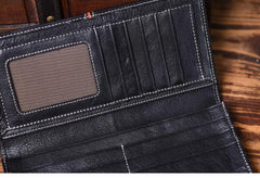 Handmade Leather Mens Cool Slim Leather Wallet Men Small Wallets Bifold for Men - imessengerbags