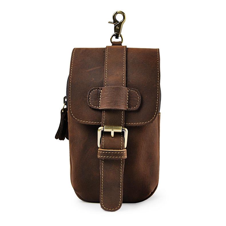 Small Mens Leather Belt Pouch Holsters Belt Case Cell Phone Waist Pouch for Men