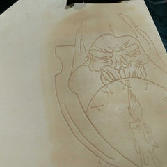 Handmade Leather Skull Death Tooled Mens Long Wallet Cool Leather Wallet Clutch Wallet for Men - imessengerbags