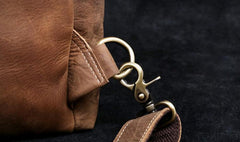 Genuine Leather Mens Cool Backpack Sling Bag Large Black Travel Bag Hiking Bag for men