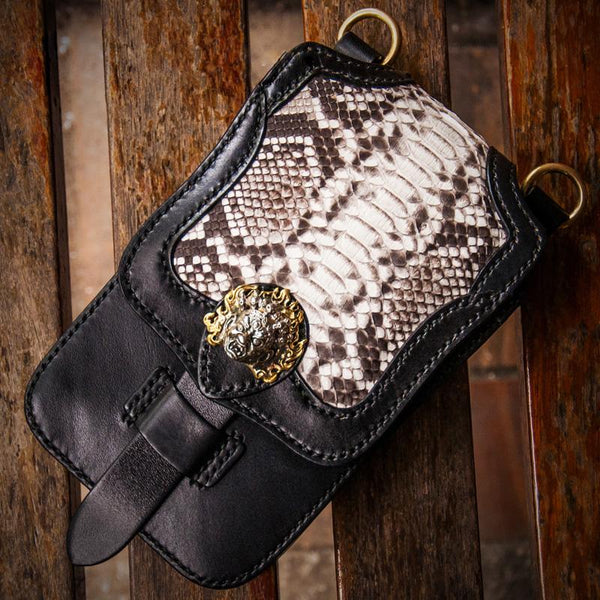 Handmade Biker Leather Belt Pouch Mens Cases Waist Bag Hip Pack Belt Bag Fanny Pack Bumbag for Men - imessengerbags