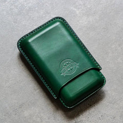 Cool Green Leather Mens 3pcs Cigar Case Cool Custom Leather Cigar Case for Men