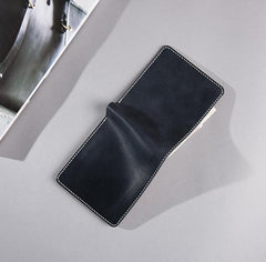 Handmade Leather Mens Cool Slim Leather Wallet Men Small Wallets Bifold for Men - imessengerbags