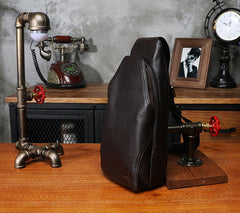 Leather Mens Sling Bag Sling Shoulder Bag Sling Backpack for men