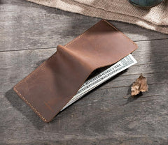 Handmade Leather Mens Cool Slim Leather Wallet Men Small Wallets Bifold for Men - imessengerbags