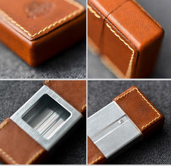 Cool Mens Leather Portable Ashtray Travel Ashtray Pocket Ashtray Lighter for Men - imessengerbags