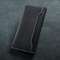 Handmade Leather Mens Clutch Wallet Cool Leather Wallet Long Phone Wallets for Men