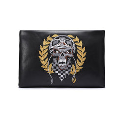 Handmade Leather Mens Clutch Cool Slim Wallet Zipper Clutch Wristlet Wallet for Men