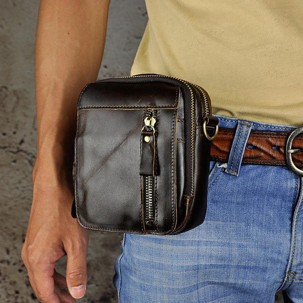 Leather Belt Pouch Mens Small Cases Waist Bag Hip Pack Belt Bag Fanny Pack Bumbag for Men - imessengerbags