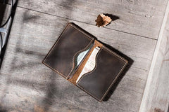 Handmade Leather Mens Cool Short Wallet Card Holder Small Card Slim Wallets for Men - imessengerbags