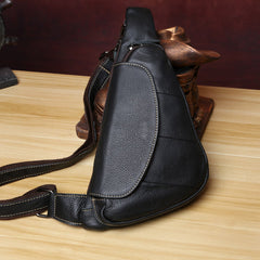 Genuine Leather Mens Cool Chest Bag Sling Bag Crossbody Bag Travel Bag Hiking Bag for men - imessengerbags