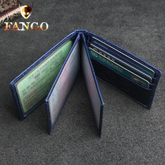 Handmade Leather Floral Mens License Wallets Cool Short Wallet Card Holder Small Card Slim Wallets for Men - imessengerbags