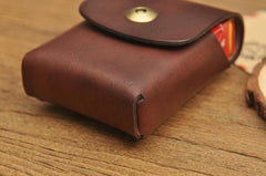 Vintage Cool Leather Mens Cigarette Case Cigarette Holder with Belt Loop for Men