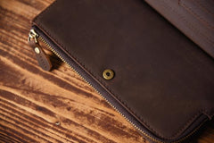 Handmade Leather Mens Cool Long Leather Wallet Cards Clutch Wallet for Men