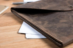 Handmade Leather Mens Clutch Cool Slim Wallet Envelope Clutch Wristlet Wallet for Men - imessengerbags