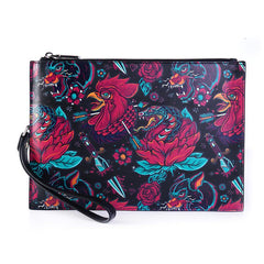 Handmade Leather Mens Clutch Cool Slim Wallet Zipper Clutch Wristlet Wallet for Men
