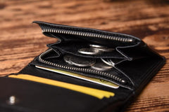 Handmade Mens Cool billfold Leather Wallet Men Small Slim Wallets Bifold for Men - imessengerbags