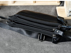 Black Leather Fanny Pack Mens Waist Bag Hip Pack Belt Bag for Men