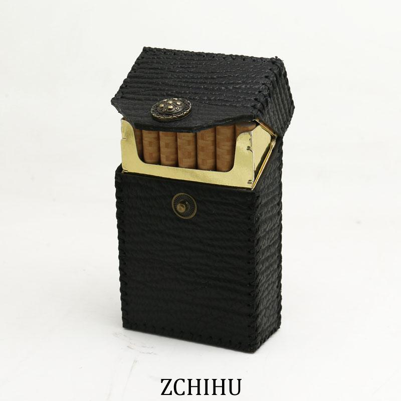 Cool Handmade Sharkskin Mens Black Cigarette Holder Case for Men - imessengerbags