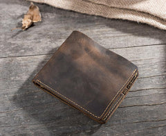 Handmade Leather Mens Cool Slim Leather Wallet Men Small Wallets Bifold for Men - imessengerbags