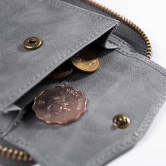 Handmade Leather Mens Cool Slim Leather Zipper Wallet Men Small Wallets Bifold for Men - imessengerbags