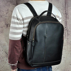 Cool Leather Mens Black Backpack for School Backpack Travel Backpacks For Men