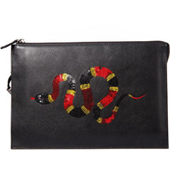 Handmade Leather Mens Cool Long Leather Wallet Zipper Clutch Wristlet Wallet for Men