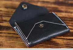 Handmade Mens Cool Short Leather Wallet Men Small Card Slim Wallets Bifold for Men